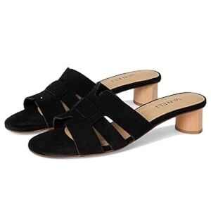 Black Suede Open-Toe Slide Heels by Unknown Brand